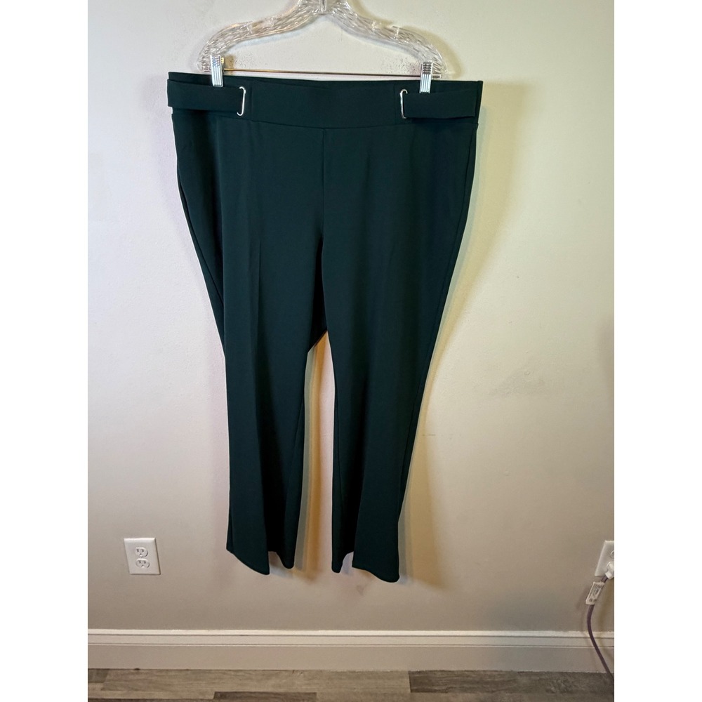 89th + Madison Womens Dress Pants Silver Hardware Accent Dark Green 2X